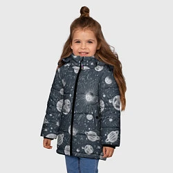 Куртка зимняя для девочки Звезды, планеты и созвездия, цвет: 3D-черный — фото 2
