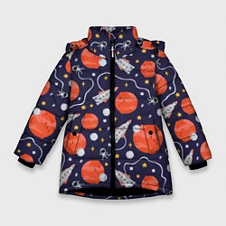 Зимняя куртка для девочки Корабли, планеты и спутники