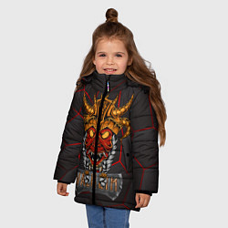 Куртка зимняя для девочки Valheim тотем викинга, цвет: 3D-черный — фото 2