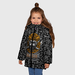 Куртка зимняя для девочки Valheim Череп викинга, цвет: 3D-красный — фото 2