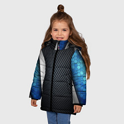 Куртка зимняя для девочки Хромированная 3D броня, цвет: 3D-красный — фото 2