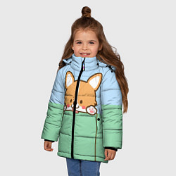 Куртка зимняя для девочки Милый Корги, цвет: 3D-светло-серый — фото 2