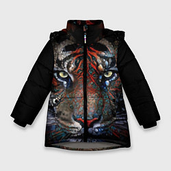Куртка зимняя для девочки Цветной тигр, цвет: 3D-светло-серый