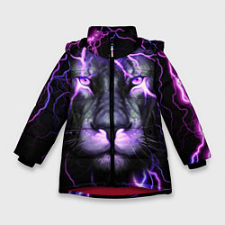 Куртка зимняя для девочки НЕОНОВЫЙ ЛЕВ NEON LION, цвет: 3D-красный