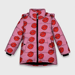 Куртка зимняя для девочки Губки, цвет: 3D-черный
