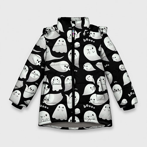 Зимняя куртка для девочки Boo Привидения / 3D-Светло-серый – фото 1