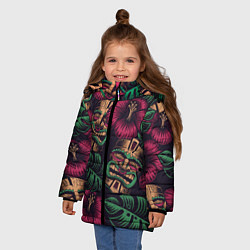 Куртка зимняя для девочки Тропический, цвет: 3D-черный — фото 2