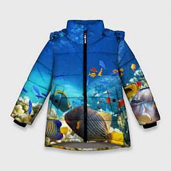 Куртка зимняя для девочки Морской мир, цвет: 3D-светло-серый