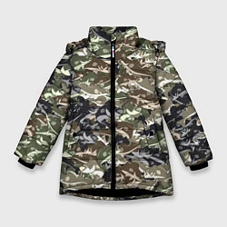 Куртка зимняя для девочки Камуфляж для рыбака, цвет: 3D-черный