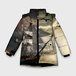 Куртка зимняя для девочки Парусник, цвет: 3D-черный