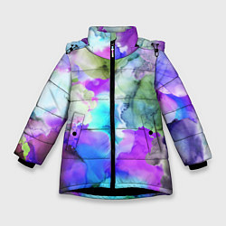 Куртка зимняя для девочки Акварельная краска, цвет: 3D-черный