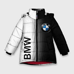 Куртка зимняя для девочки Black and White BMW, цвет: 3D-красный