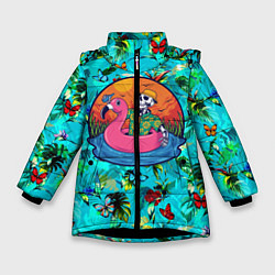 Зимняя куртка для девочки Скелет в надувном Фламинго