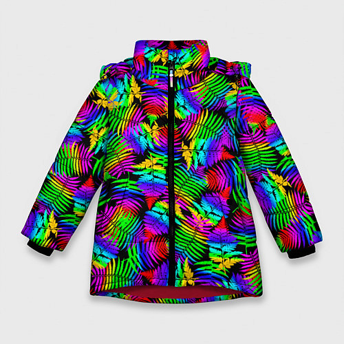 Зимняя куртка для девочки Неоновый папоротник / 3D-Красный – фото 1