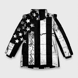 Куртка зимняя для девочки ЗВЕЗДНО-ПОЛОСАТЫЙ, цвет: 3D-черный