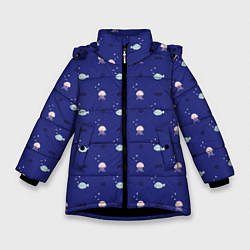 Куртка зимняя для девочки Морские мотивы, цвет: 3D-черный