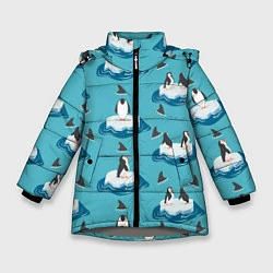 Куртка зимняя для девочки Пингвины, цвет: 3D-светло-серый