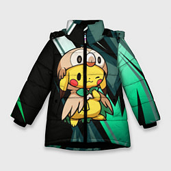 Куртка зимняя для девочки Пикачу в костюме совы, цвет: 3D-черный