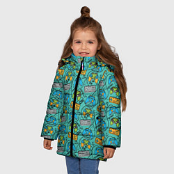 Куртка зимняя для девочки Джойстики, цвет: 3D-черный — фото 2