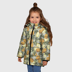 Куртка зимняя для девочки Ананасы, цвет: 3D-черный — фото 2