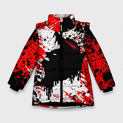 Куртка зимняя для девочки БЕРСЕРК краска брызги, цвет: 3D-черный