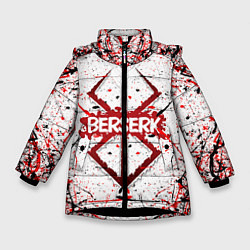 Куртка зимняя для девочки БЕРСЕРК рваный лого, цвет: 3D-черный