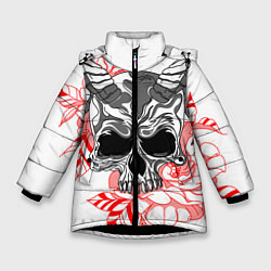 Куртка зимняя для девочки Череп с рогами, цвет: 3D-черный