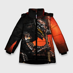 Куртка зимняя для девочки БЕРСЕРК оранжевый, цвет: 3D-черный