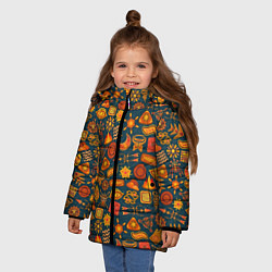 Куртка зимняя для девочки Узор из бактерий и не только, цвет: 3D-красный — фото 2