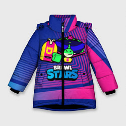 Куртка зимняя для девочки Плохиш Базз Buzz Brawl Stars, цвет: 3D-черный