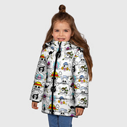 Куртка зимняя для девочки Веселые Роджеры пиратов Соломенной Шляпы, цвет: 3D-черный — фото 2