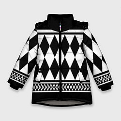 Куртка зимняя для девочки Абстракционизм, цвет: 3D-светло-серый