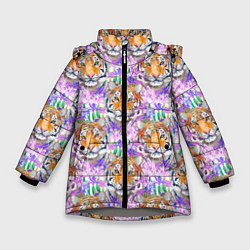 Зимняя куртка для девочки Тигр в цветах