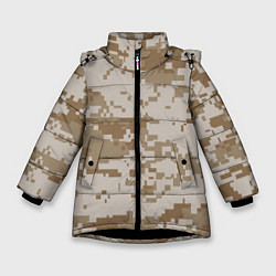Куртка зимняя для девочки Камуфляжный пиксель, цвет: 3D-черный