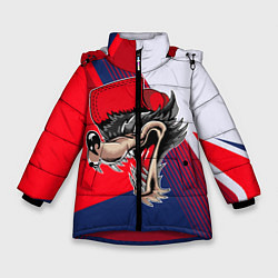 Куртка зимняя для девочки Волк в бейсболке, цвет: 3D-красный