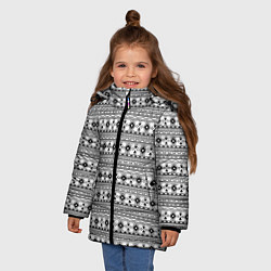 Куртка зимняя для девочки Геометрический узор, цвет: 3D-черный — фото 2