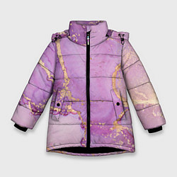 Куртка зимняя для девочки Сиреневые разводы краски, цвет: 3D-черный