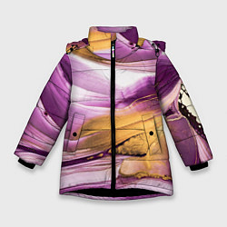 Куртка зимняя для девочки Наслоение красок, цвет: 3D-черный