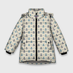 Куртка зимняя для девочки ВМФ Якоря, цвет: 3D-светло-серый