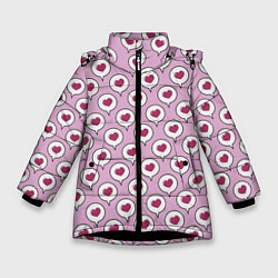Куртка зимняя для девочки Сердечки в облачках, цвет: 3D-черный