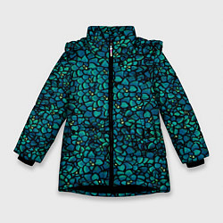 Куртка зимняя для девочки Цветы 2, цвет: 3D-черный