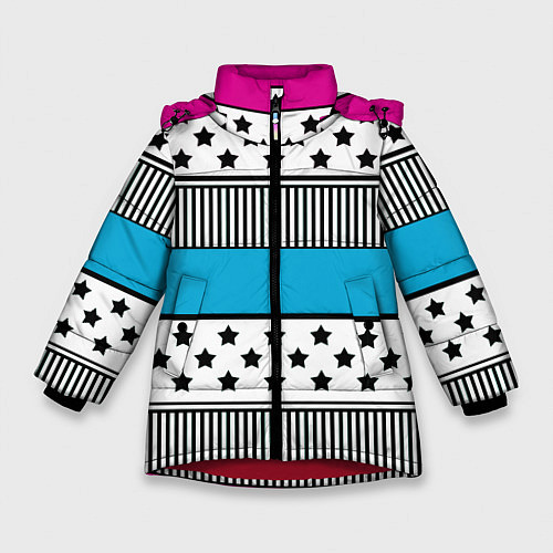 Зимняя куртка для девочки Молодежный современный узор / 3D-Красный – фото 1