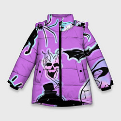 Куртка зимняя для девочки Зелье смерти,паук-Holographica, цвет: 3D-черный
