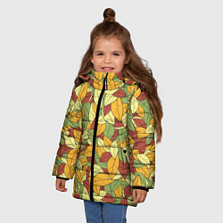 Куртка зимняя для девочки Яркие осенние листья, цвет: 3D-светло-серый — фото 2
