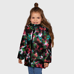 Куртка зимняя для девочки Гранжевый абстрактный узор, цвет: 3D-красный — фото 2