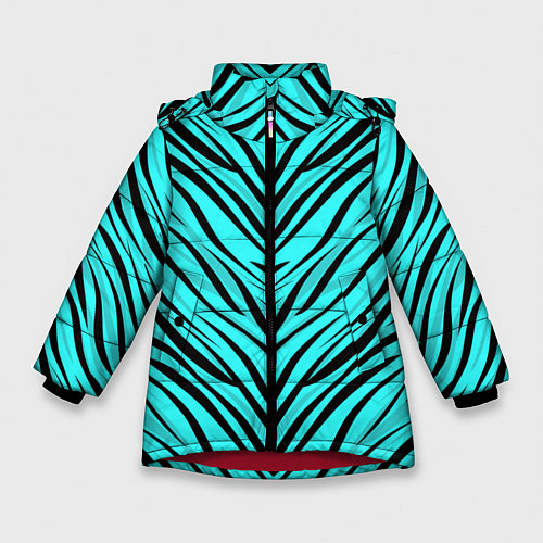 Зимняя куртка для девочки Абстратный полосатый узор / 3D-Красный – фото 1