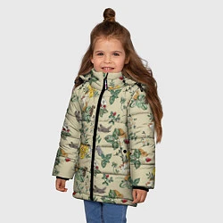 Куртка зимняя для девочки Зайчики с Цветочками, цвет: 3D-черный — фото 2