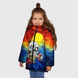 Куртка зимняя для девочки Череп со скейтом, цвет: 3D-черный — фото 2