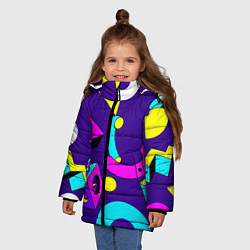 Куртка зимняя для девочки Геометрические фигуры, цвет: 3D-черный — фото 2