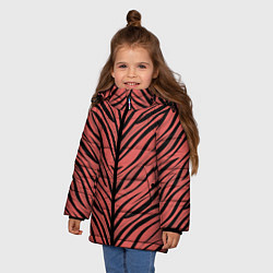 Куртка зимняя для девочки Полосатый тигровый узор, цвет: 3D-красный — фото 2